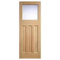 LPD DX 30's 1 Light Frosted Glazed Unfinished Solid Internal Door - 2032 x 813 x 35mm - Oak
