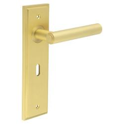Burlington by Frelan Satin Brass Fire Rated Keyhole Lock Door Handles - Richmond - 200 x 55mm
