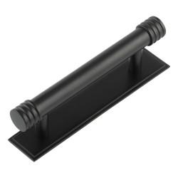 Hoxton by Frelan Sturt 15mm Reeded T-Bar Cabinet Pull Handle on Stepped Backplate - 96mm c/c - Black