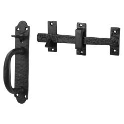 Olde Forge Antique Black Iron Lakeland Thumb Latch Set