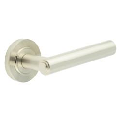 Burlington by Frelan Satin Nickel Fire Rated Door Handles on Round Rose - Richmond Range