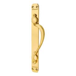 Carlisle Brass Polished Brass Laurin Offset Door Pull Handle on Plate - Screw Fix - 375 x 45mm - RH