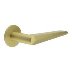 CRES by Frelan Satin Brass Sprung Fire Rated Door Handles on Round Rose - CR-107 Range