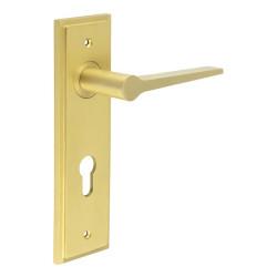 Burlington by Frelan Satin Brass Fire Rated Euro Lock Door Handles - Knightsbridge - 200 x 55mm