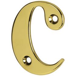 55mm Screw Fix Door Letter - c - Polished Brass Effect
