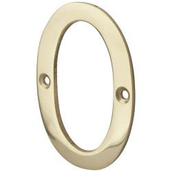 76mm Screw Fix Door Numeral - 0 - Polished Brass