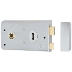Altro Plain Edge Rim Sashlock - 142 x 83mm - Satin Chrome