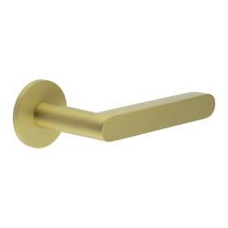 CRES by Frelan Satin Brass Sprung Fire Rated Door Handles on Round Rose - CR-101 Range
