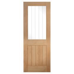 LPD Belize 1 Light Clear Glazed & Frosted Lines Unfinished Solid Internal Door - 1981 x 838mm - Oak