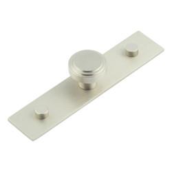 Hoxton by Frelan Cropley Stepped Round Cabinet Knob on Plain Backplate - 30mm Diameter - Satin Nickel