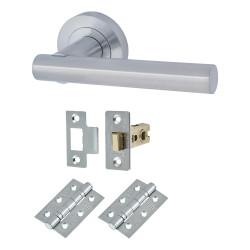 Altro Satin Chrome Latch Door Handles on Rose Pack - Bella Range