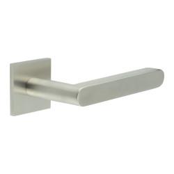 CRES by Frelan Satin Stainless Steel Sprung Fire Rated Door Handles on Square Rose - CR-101 Range