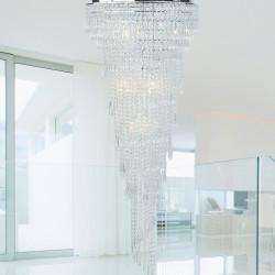 BHS Leila 7 Light Flush Ceiling Light - Polished Chrome with Crystal Droplets