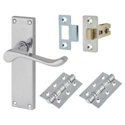 Touchpoint Polished Chrome Victorian Scroll Latch Door Handles Pack
