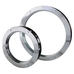 North 4 Designs Single Glazed Round Vision Panel - 288mm Diameter - FD30 - Polished Stainless Steel