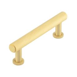 Burlington by Frelan Piccadilly 15mm Knurled T-Bar Cabinet Pull Handle - 96mm c/c - Satin Brass