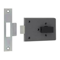 Fire Brigade FB4 Rim Slam Lock - 110mm Case - 45mm Backset - Right Hand - Open Out - Silver