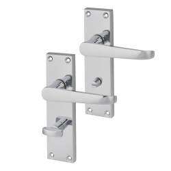 Touchpoint Polished Chrome Budget Straight Bathroom Door Handles - Mia Range - 153 x 42mm
