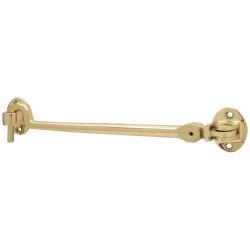 Hampstead Heavy Duty Cabin Hook & Eye - 200mm Length - Polished Brass