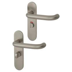 Altro Satin Stainless Steel 19mm Return to Door Bathroom Door Handles - Radius - 57mm c/c - RH