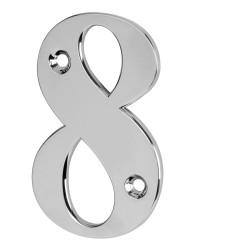 79mm Screw Fix Door Numeral - 8 - Bright Chrome