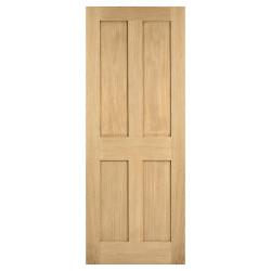 LPD London 4 Panel Unfinished Solid Internal Door - 1981 x 686 x 35mm - Oak