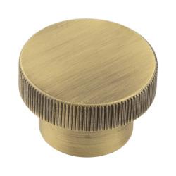 Hoxton by Frelan Thaxted Lines Round Cabinet Knob - 40mm Diameter - Antique Brass