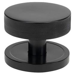 From The Anvil Brompton Black Round Knurled Centre Door Knob - 90mm Rose Diameter