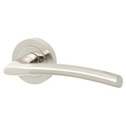 Touchpoint Polished/Satin Nickel Door Handles on Round Rose - Harper Range