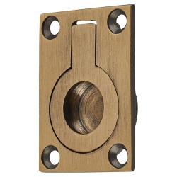 Altro Rectangular Flush Ring Cabinet Pull Handle - 38 x 27mm - Antique Brass