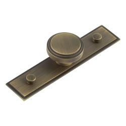 Hoxton by Frelan Cropley Stepped Round Cabinet Knob on Stepped Backplate - 40mm Diameter - Antique Brass