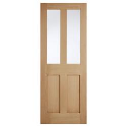 LPD London 2 Light Clear Glazed Unfinished Solid Internal Door - 1981 x 838 x 35mm - Oak
