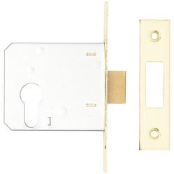 Touchpoint Contract Euro Profile Deadlock - 76mm Case - 57mm Backset - Polished Brass