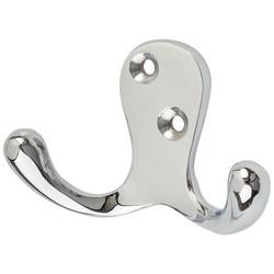 Hampstead Solid Brass Double Coat Hook - 70 x 43mm - Polished Chrome