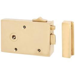 Hampstead Bathroom/Bedroom Rim Latch - 128 x 79mm - Left Hand - Brass