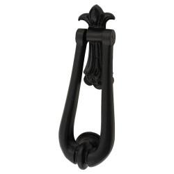 Olde Forge Fleur de Lys Door Knocker - Antique Black Iron - 190 x 65mm