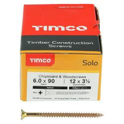 TIMCO Solo Chippy Pozi Countersunk Wood Screws - 6.0 x 90mm - Yellow Zinc - Pack of 100