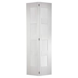 LPD Shaker 4 Light Clear Glazed Primed Solid Bi-Fold Internal Door - 1981 x 762 x 35mm - White