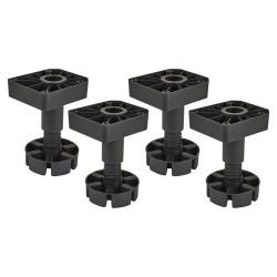 Square Adjustable Cabinet Furniture Plinth Legs - 90-120mm - Plastic - Pack of 4