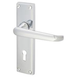 Touchpoint Polished Chrome Victorian Straight Keyhole Lock Door Handles - 155 x 41mm