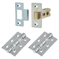 Altro Tubular Latch Pack - 76mm Case - 57mm Backset - 2 x Fire Rated Ball Bearing Hinges - Polished Chrome
