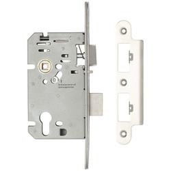 Altro Architectural DIN Bathroom Lock - 85mm Case - 60mm Backset - Radius - Satin Stainless