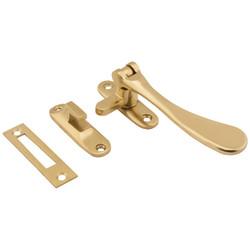 Altro Cast Victorian Mortice & Hook Plate Casement Window Fastener - Reversible - Polished Brass