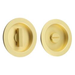Burlington by Frelan Round Flush Privacy Handle Set - 75mm Diameter - Satin Brass