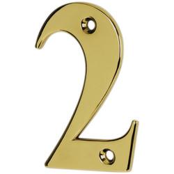 79mm Screw Fix Door Numeral - 2 - Polished Brass Effect