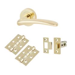 Touchpoint Polished Brass Latch Door Handles on Rose Pack - Eloise Range