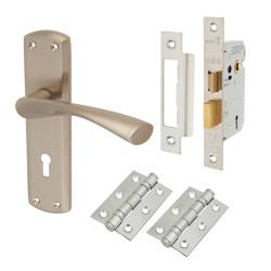 Touchpoint Satin Nickel 3 Lever Sashlock Door Handles Pack - Monza Range