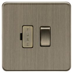 Knightsbridge 13A 1 Gang Screwless Flat Plate Switched Fused Spur - Antique Brass