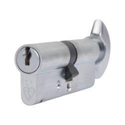 ERA 1 Star 6 Pin Kitemarked 80mm Euro Thumbturn Cylinder - 40mm Turn + 40mm - Satin Chrome