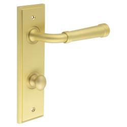 Burlington by Frelan Satin Brass Fire Rated DIN Bathroom Door Handles - Highgate - Inner 1 - 200 x 55mm